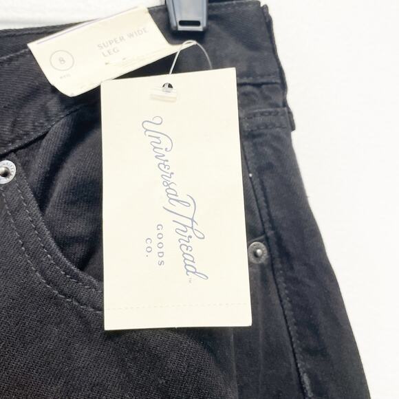 Universal Thread Women's Mid Rise Super Wide Leg Jeans Black Size 8 Reg - Picture 4 of 7